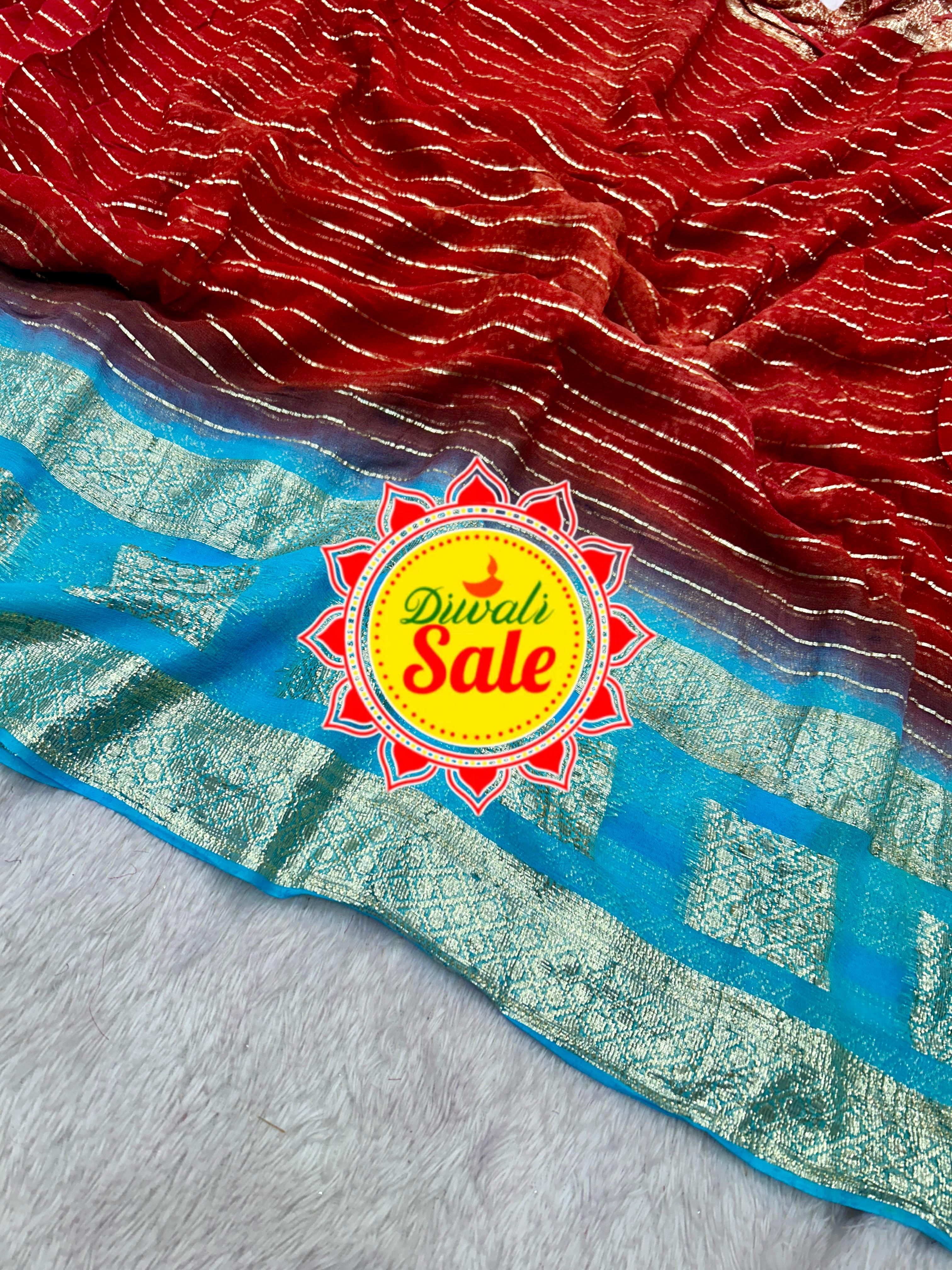 PURE VISCOSE GEORGETTE HAND. DYING SAREE - Haxberry