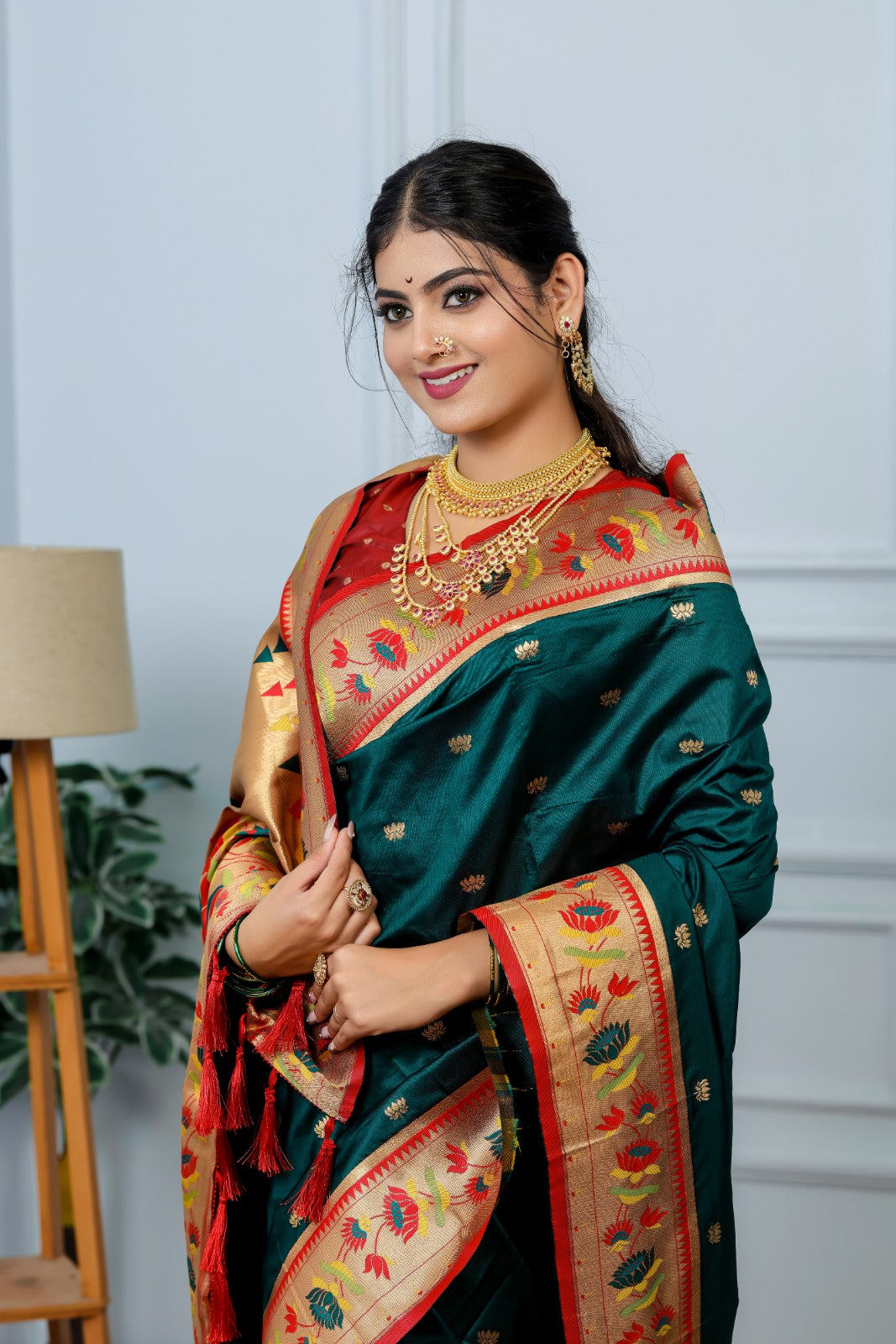 PREMIUM PURE SOFT SILK FABRIC WEAVING LOTUS 🪷 PETHANI SAREE PURE GOLD COPPER ZARI WEAVING 🪷 LOTUS PALLU MEENAKARI LOTUS BORDER* - Haxberry