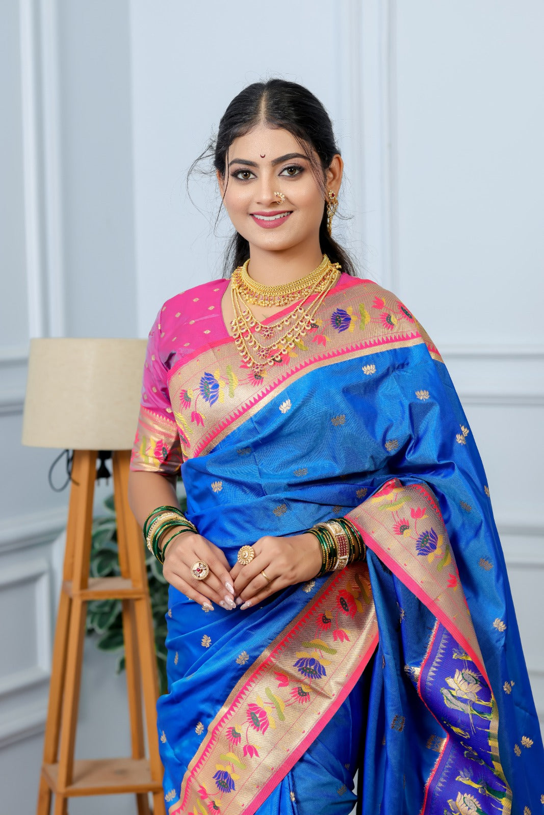 PREMIUM PURE SOFT SILK FABRIC WEAVING LOTUS 🪷 PETHANI SAREE PURE GOLD COPPER ZARI WEAVING 🪷 LOTUS PALLU MEENAKARI LOTUS BORDER* - Haxberry