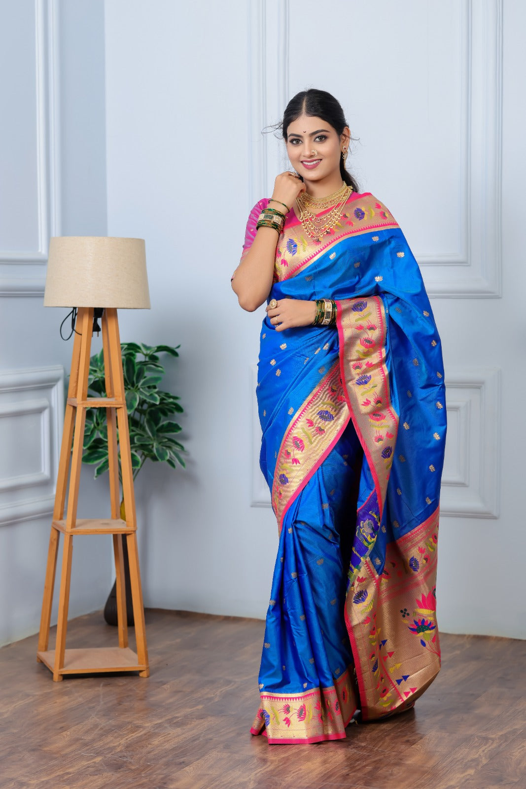 PREMIUM PURE SOFT SILK FABRIC WEAVING LOTUS 🪷 PETHANI SAREE PURE GOLD COPPER ZARI WEAVING 🪷 LOTUS PALLU MEENAKARI LOTUS BORDER* - Haxberry