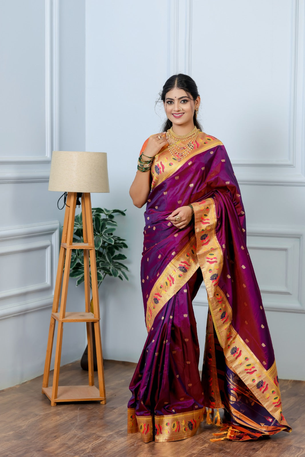 PREMIUM PURE SOFT SILK FABRIC WEAVING LOTUS 🪷 PETHANI SAREE PURE GOLD COPPER ZARI WEAVING 🪷 LOTUS PALLU MEENAKARI LOTUS BORDER* - Haxberry