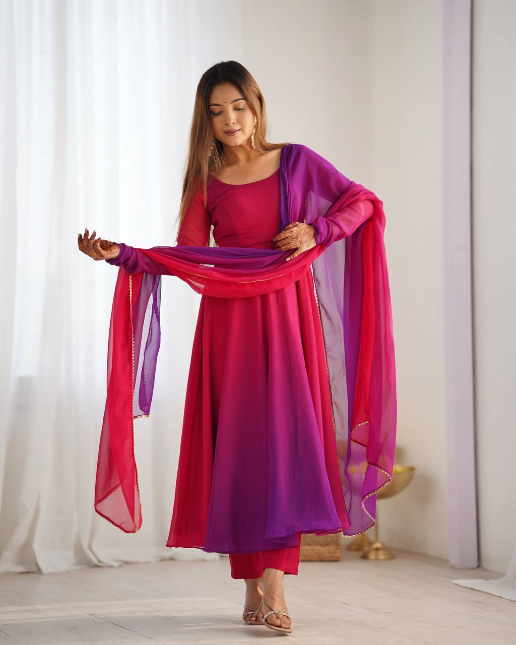 HEAVY PURE SOFT FOX GEORGETTE COLOURFULL GOWN - Haxberry