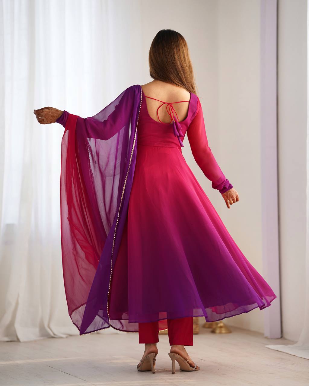 HEAVY PURE SOFT FOX GEORGETTE COLOURFULL GOWN - Haxberry