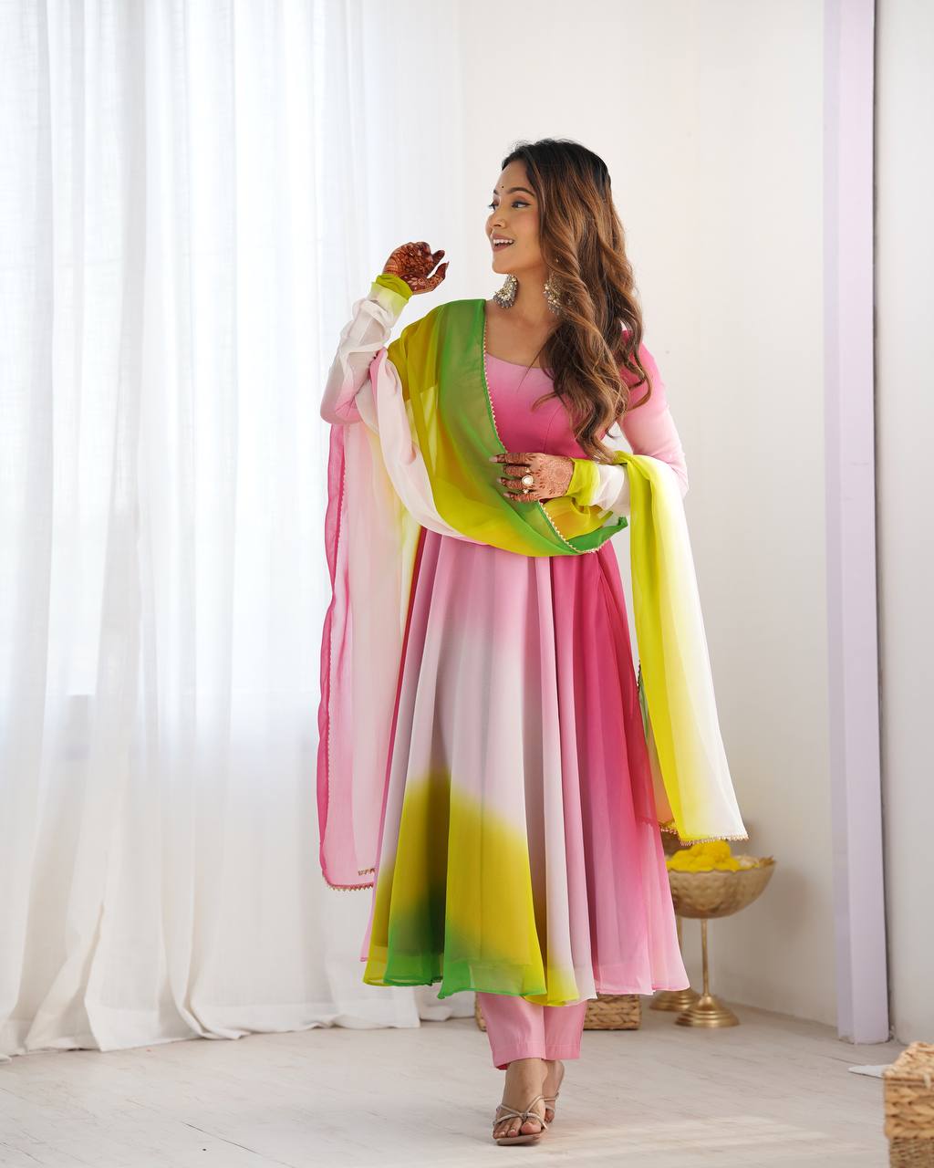 HEAVY PURE SOFT FOX GEORGETTE COLOURFULL PADDING - Haxberry